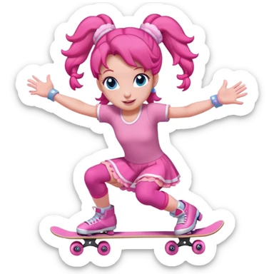 Cute skater girl pinkie pie with two buns and pink outfit, gliding with playful energy. sticker
