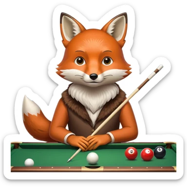 fox playing billiards sticker