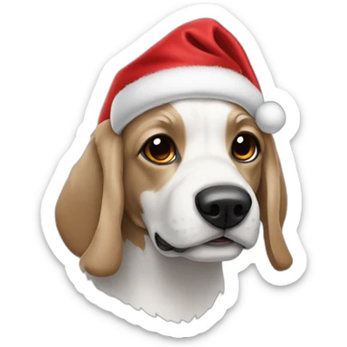 pocket pointer dog with santa claus cloth sticker