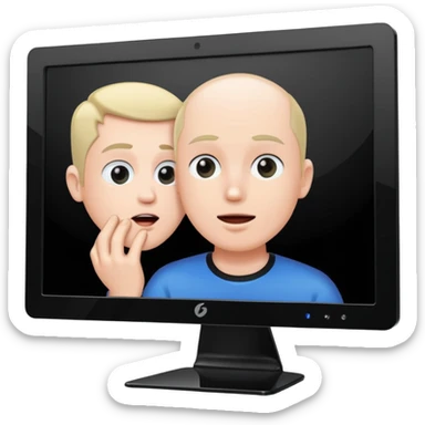 emoji of a man getting sucked into a desktop monitor sticker