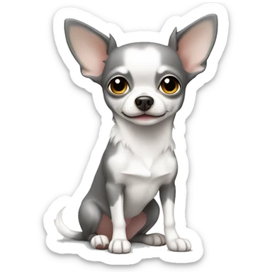 Grey and white chihuahua sitting full body  sticker