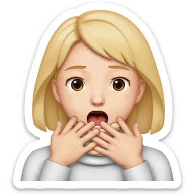 person choking self hands crossed around neck with mouth open  sticker