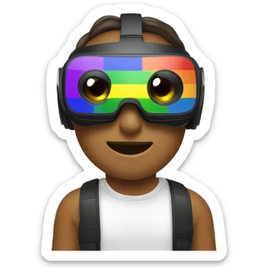 A VR headset with pride flag colors sticker