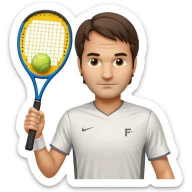 Roger federer with pickleball racket sticker