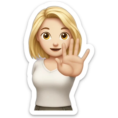 white girl showing three fingers up sticker