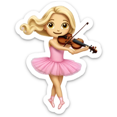 blonde ballet girl pink tutu long hair playing violin sticker