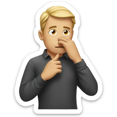 Guy pinching nose sticker