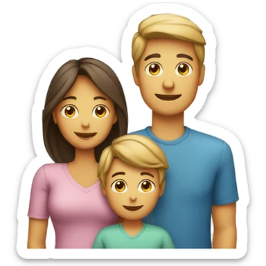 family 2 kids, mom and dad and 1 boy 1 boy sticker