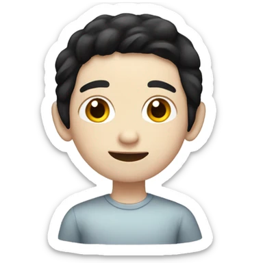 an emoji of a pale skinned boy with black hair and open ears sticker