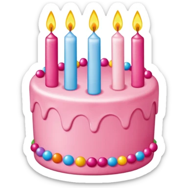 torta de cumpleaños rosada linda  que tenga velitas sticker