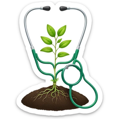 stethoscope wrapped around a sprouting seedling representing agriculture and health sticker
