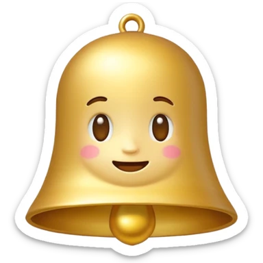 golden bell emoji,
cute emoji style, mobile game emoji,
soft 3D look, smooth gradients,
white outline sticker style,
no background sticker