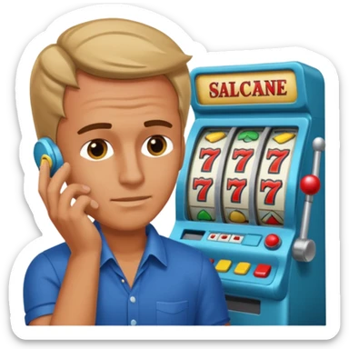 Man slot machine L hand on forehead sticker