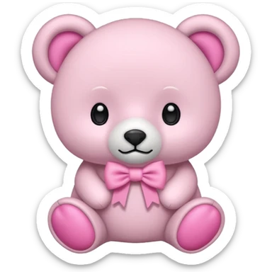 Oso de peluche blanco Adorable con un lazo rosa sticker