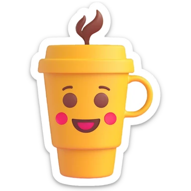A 3D emoji of a coffee cup. sticker