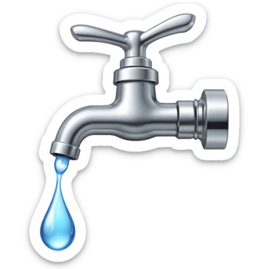 a faucet with a water droplet at the end sticker