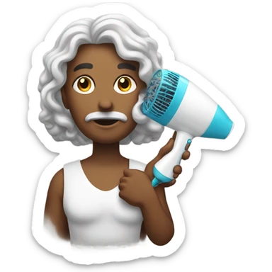 God using a hair dryer  sticker