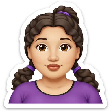  plus size light skin latino women with wavy dark hair in pony tail flat wide nose  sticker