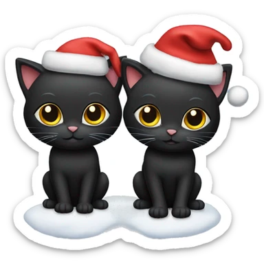 Two black cats with Christmas hats sticker
