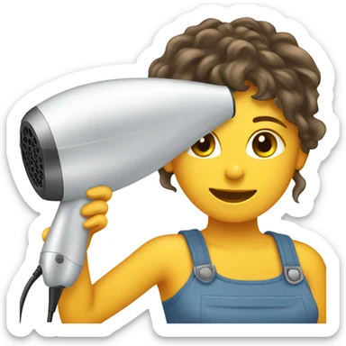 girl dries wet sail with hair dryer sticker