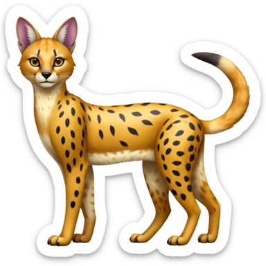 Colorful shiny Caracal-Cheetah-Serval-Civet-Trico-Sergal-Vernid-fusion-hybrid-animal-creature, dull body sticker