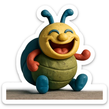 claymation style laughing bug sticker