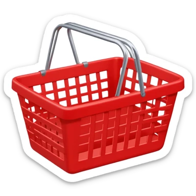 red shopping basket with handles sticker