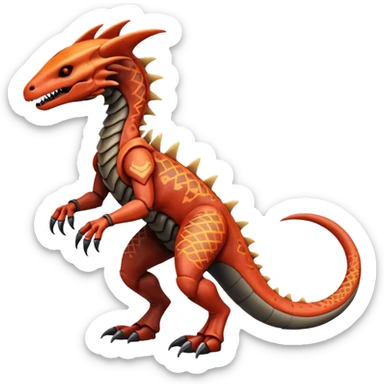 Marowak-Salandit-Xenomorph-hybrid-fantasy-creature (full body) with colored scale pattern markings sticker