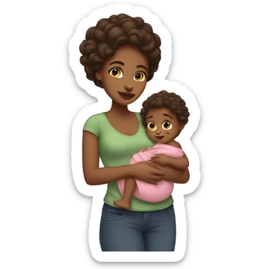 Brown-Girl-with-baby sticker