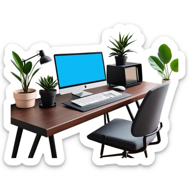 Home office setup no person sticker