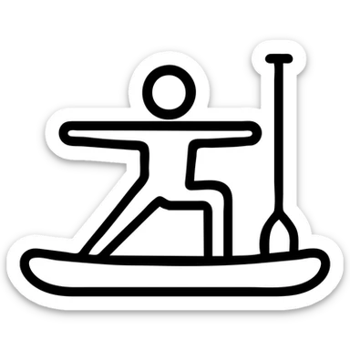 icon on the theme of yoga paddle boarding classes.  sticker