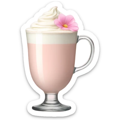Light Pink latte classy in glass with flower sticker