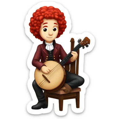 Antonio Vivaldi composer Red wig old chibi sitting chair banjo sticker