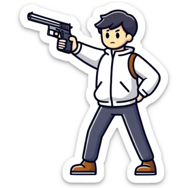 gangster with a gun sticker