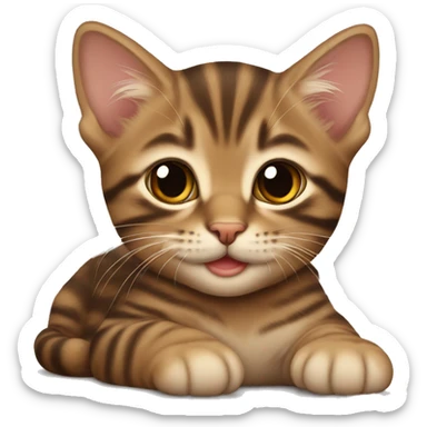 Brown tabby kitten laying sticker