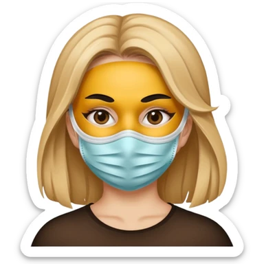 A girl having a mask on her face  sticker