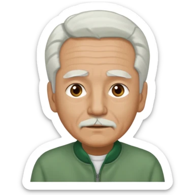 abuelo con pelo blanco, ojos cafés y ropa verde sticker