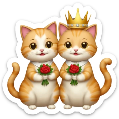 two happy cats getting married sticker
