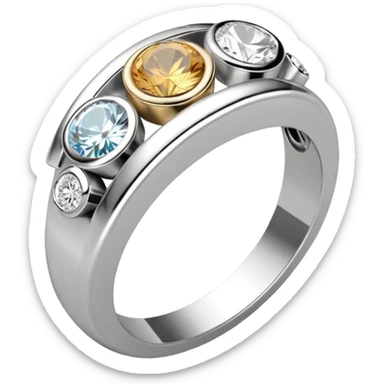 Tot et moi ring two toned mostly silver it’s a ring with two diamonds  sticker