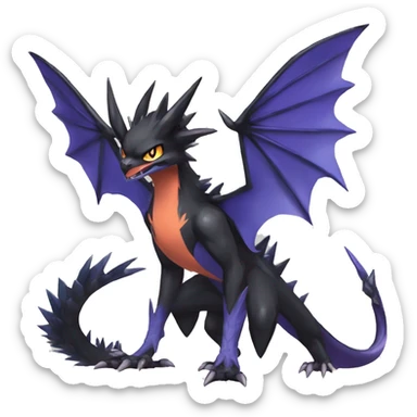 Edgy Cool Nargacuga-Noivern-Pokémon-fusion Full Body sticker