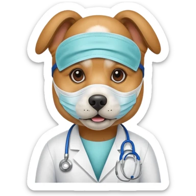 doctor dog Wearing Medical Mask sticker