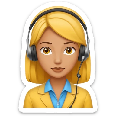 yellow woman assistant with headset sticker