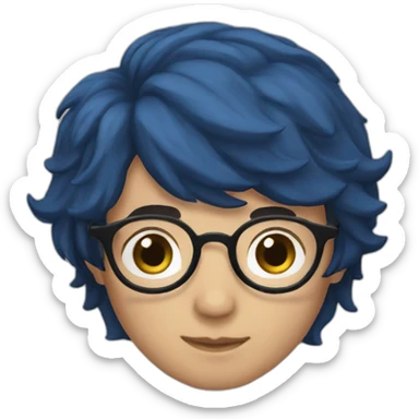 a boy with short brown hair and glasses and a Ravenclaw robe sticker
