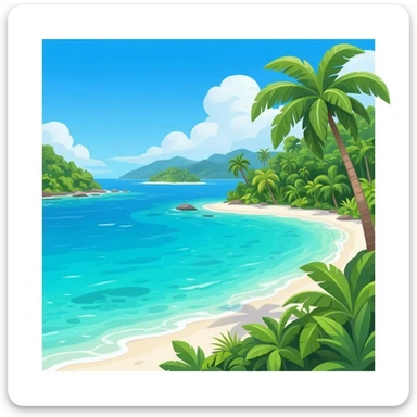 Island with beautiful sea without frame sticker