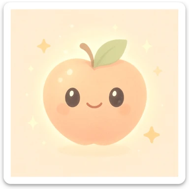 super peach, glowing, magical aura, fantasy style sticker