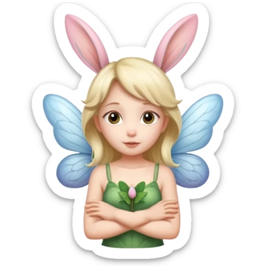 a fairy with wings and with bunny ears, whole body sticker
