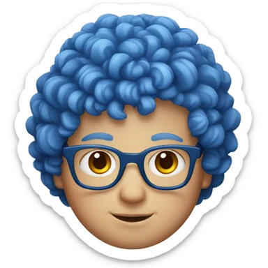 A small fat white boy with curly red hair and blue glasses sticker