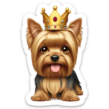 yorkie dog with crown on head  sticker