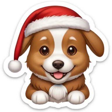 Dog wearing a Santa hat sticker