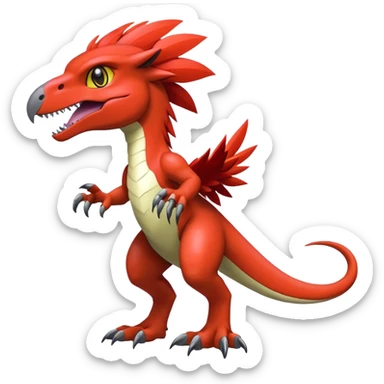 Furry feather-mane Cool shiny Digimon-Fakemon-Guilmon-Velociraptor full body   sticker
